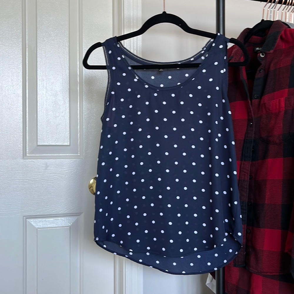 Banana Republic Navy Blue Polka dot Blouse Size XS